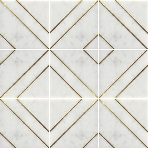 A Combination Of Classic Carrara Italian Marble And Antique Brass Inlay