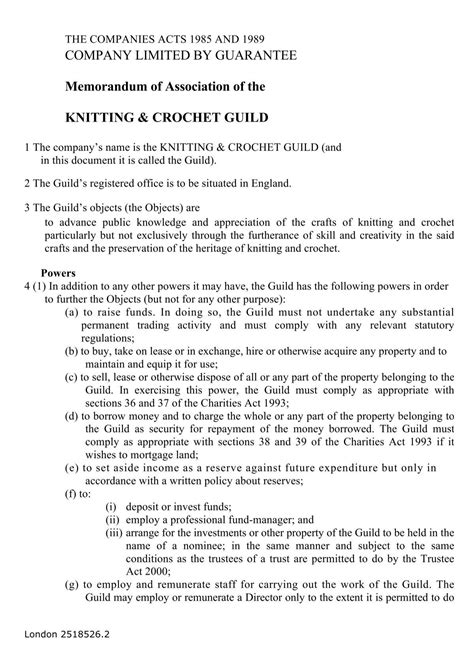 COMPANY LIMITED BY GUARANTEE Memorandum Of Association