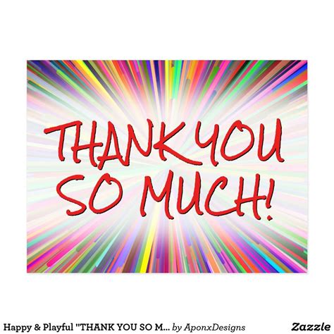 Happy & Playful "THANK YOU SO MUCH!" Postcard | Zazzle | Thank you ...