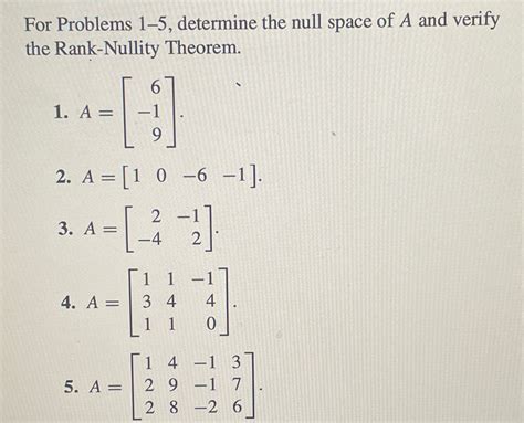 For Problems 1 5 ﻿determine The Null Space Of A And