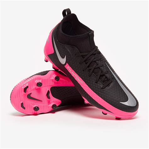 Nike Kids Phantom GT Academy DF FG/MG - Black/Metallic Silver/Pink Blast - Junior Boots - Firm ...