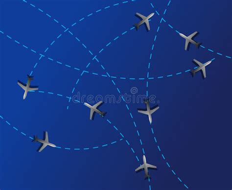 Airline Plane Flight Paths Travel Plans Map Stock Vector Illustration