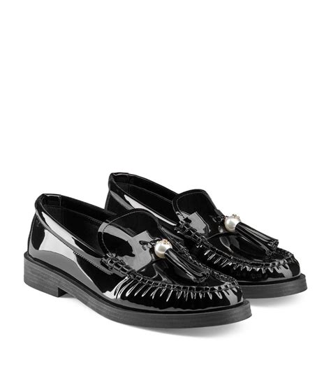 Womens Jimmy Choo Black Patent Leather Addie Loafers Harrods Uk