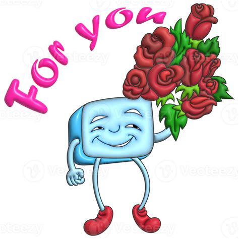 Red Rose For You Ice Baby Cartoon Gesture 26803714 PNG