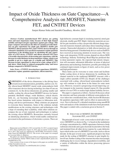 (PDF) Simulation and analysis of quantum capacitance in single-gate MOSFET, double-gate MOSFET ...