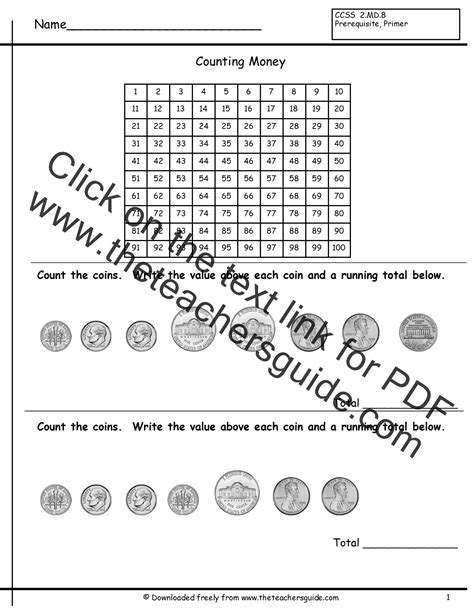 Identify Coins And Values Worksheet