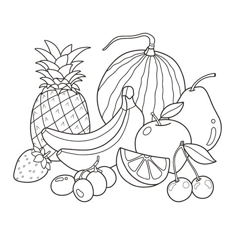 Desenho De Frutas Para Colorir Vetor Premium