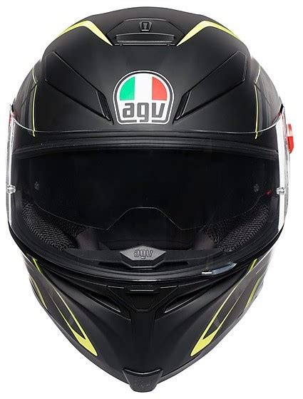 Full Face Motorcycle Helmet Agv K S Multi Tornado Black Yellow Fluo