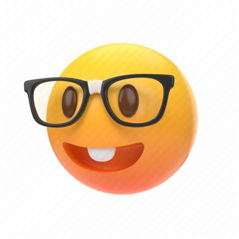 Emoji, emoticon, sticker, face, nerd, geek, glasses 3D illustration ...