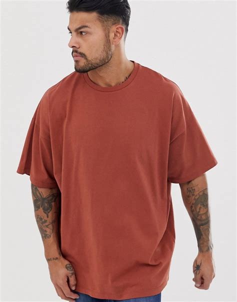 Asos Design Oversized T Shirt With Crew Neck In Brown Modesens