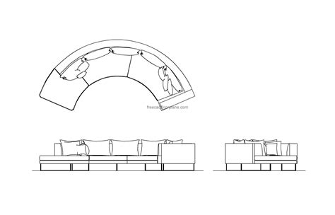 Curved Sofa Elevation Cad Block Awesome Home