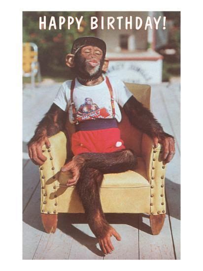 Happy Birthday Dressed Chimp In Armchair Art Print Birthday Images