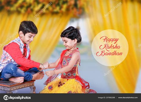 Cute Indian Brother Sister Celebrating Raksha Bandhan Festival Happy ...