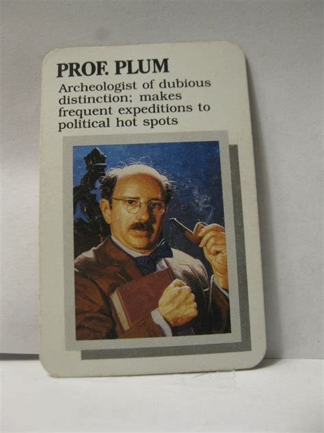 1988cluemasterdetectiveboardgamepieceprofessorplumsuspectcard Board Game Pieces