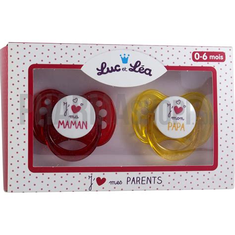 Luc et Léa Sucette silicone 0 6 mois J aime mes parents Luc et Léa