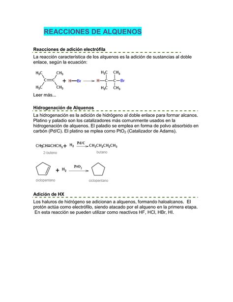 Reacciones De Alquenos Pdf Descarga Gratuita