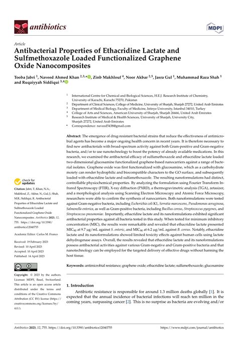 Pdf Antibacterial Properties Of Ethacridine Lactate And