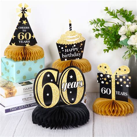 8 Pieces 60th Birthday Honeycomb Table Centerpieces Happy 60th Birthday