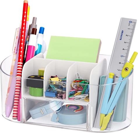 Amazon Leture Clear Desk Organizer With Drawer Acrylic Pen Pencil