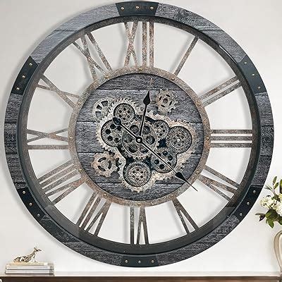 Amazon DORBOKER Real Moving Gears Wall Clock Large Modern Metal