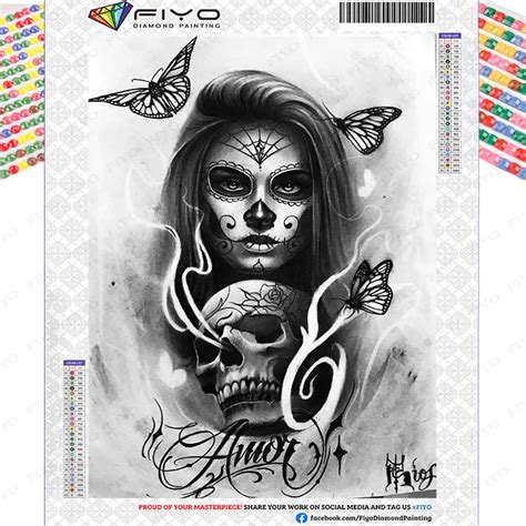 Diamond Painting New Collection 2022 Skull Girl Full Drill Embroidery Butterfly Rhinestone