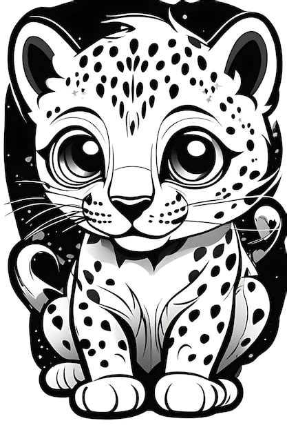 Premium AI Image | Leopard cub Coloring page Printable qualityBlack and ...