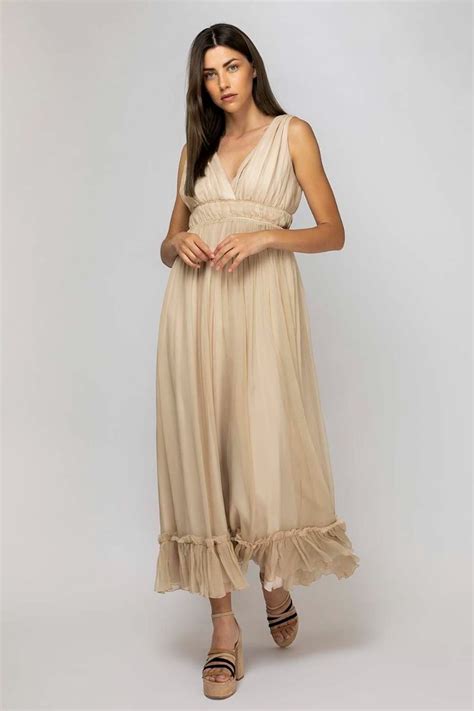 Maxi Silk Dress Geelist