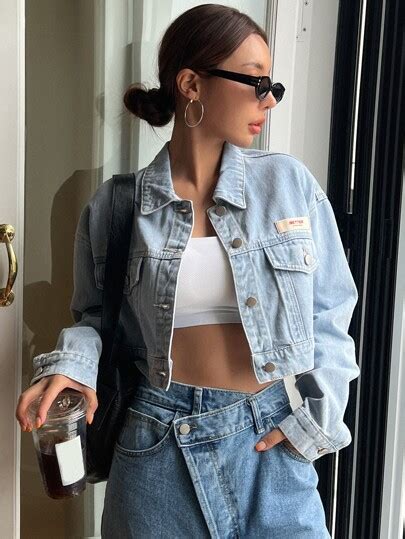 Search Crop Denim Jacket Shein Uk