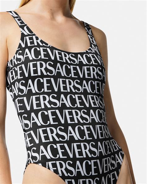 Versace Allover One Piece Swimsuit Black Versace Us