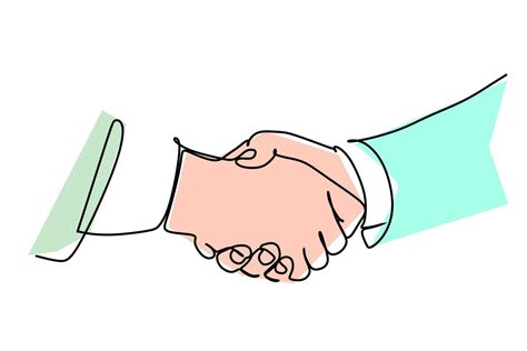 Two Businessmen Shaking Hands Continuous One Line Drawing Illustration