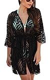 Wander Agio Womens Bikini Cover Ups Beach Coverup Swimsuits Sunscreen Long Covers All Lace Black