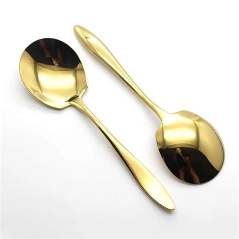 2pcs Golden Big Large Serving Rice Spoon Restaurant Stainless Steel