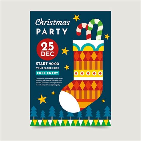 Free Vector Christmas Poster Template With Colorful Geometric Shapes