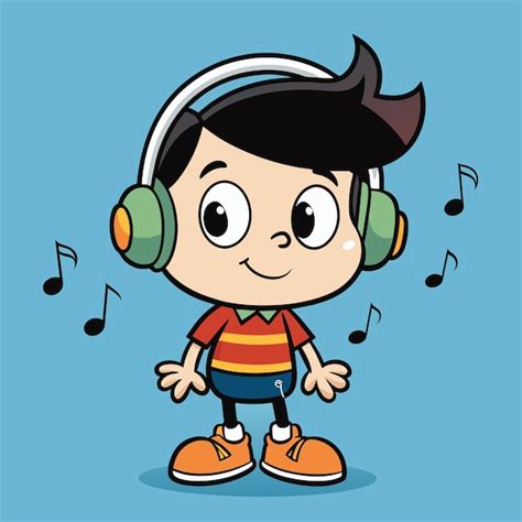 Um Personagem De Desenho Animado Fones De Ouvido E Um Personagem De