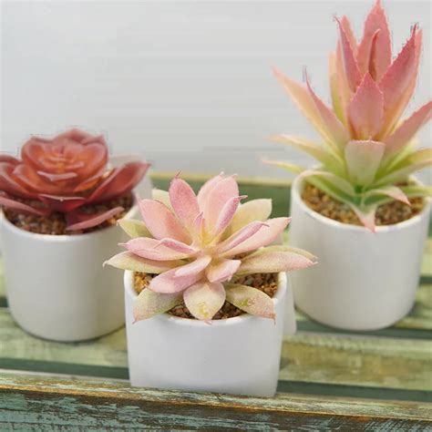 Artificial Succulents Plants Mini Potted Succulent Plant In Pots Faux