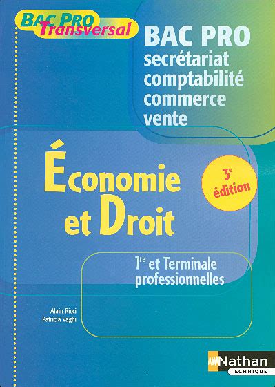 Conomie Et Droit Re Et Terminale Professionnelles Bac Pro Livre