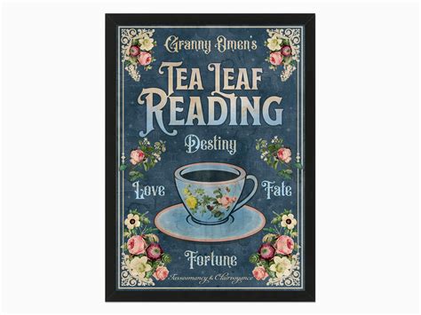 Tea Leaf Reading Divination Vintage Fortune Teller Sign Tasseography