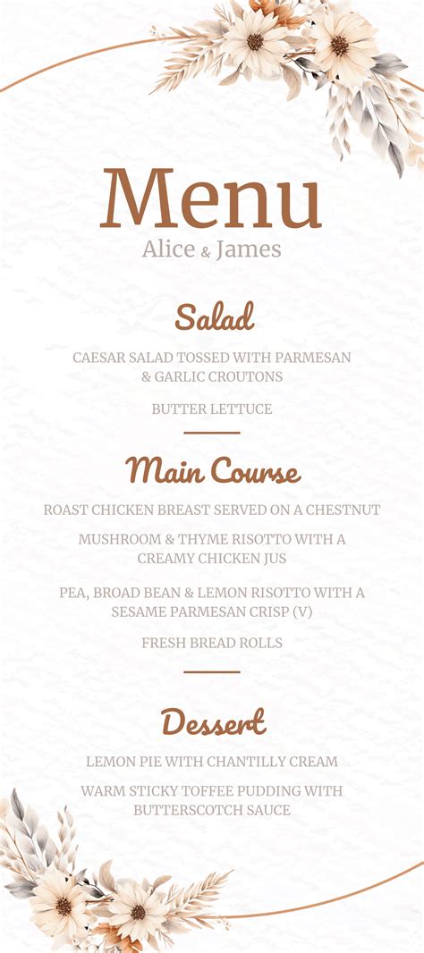 Wedding Menu Template