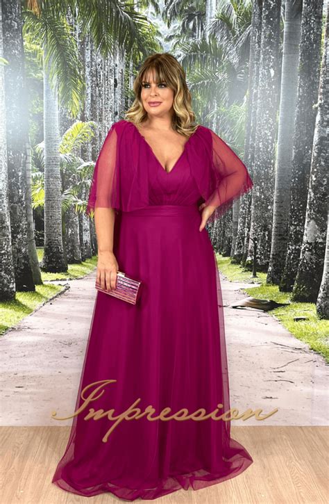 Vestido De Festa Longo Plus Size Fucsia Impression Modas