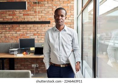 Portrait Successful African American Businessman Programmer Stock Photo