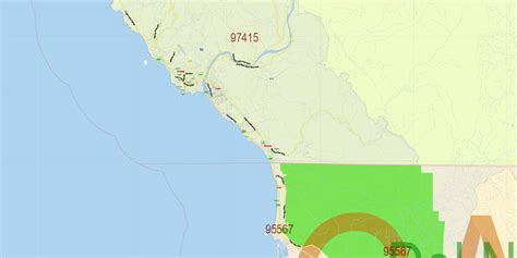 Curry County Oregon Map Vector Exact County Plan Detailed Road Admin ...