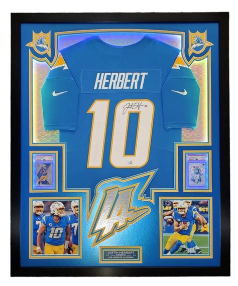 Justin Herbert Signed Chargers Custom Framed Led Backlit Nike Jersey