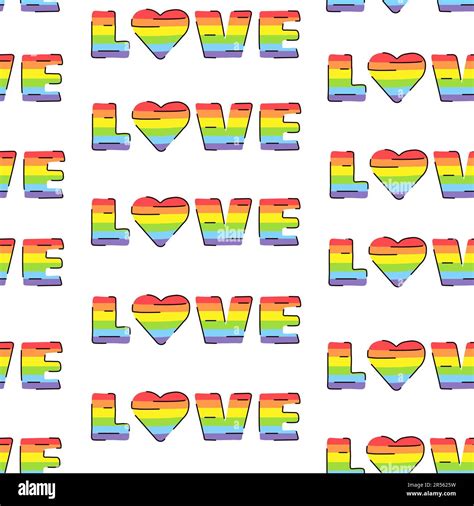 Lgbtq Seamless Pattern With Words Love Isolated On White Background