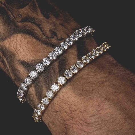 Mm Mm Mm Mm Iced Out Tennis Bracelet Zirconia Triple Lock Hiphop