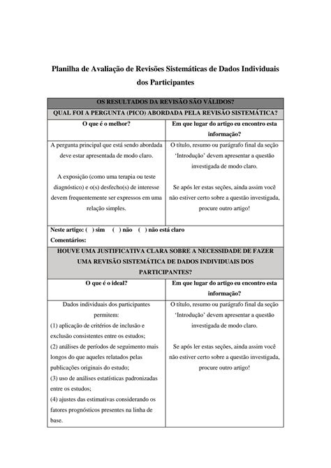 Solution Planilha De Avalia O De Revis Es Sistem Ticas De Dados