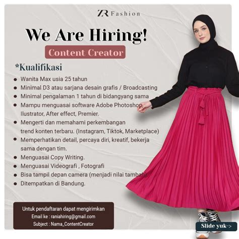 Lowongan Kerja Content Creator Di ZR Fashion LokerBandung Id