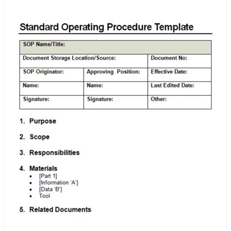 Standard Operating Procedure Examples Standard Operating Procedure