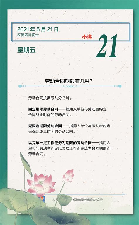 【人社日课·5月21日】劳动合同期限有几种？安徽省