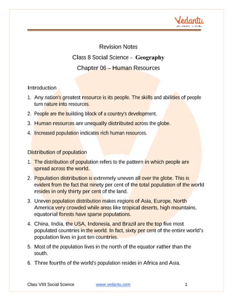 Human Resources Class 8 Notes Cbse Geography Chapter 6 Pdf