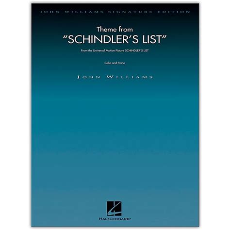 Hal Leonard Theme From Schindlers List For Cello And Piano John